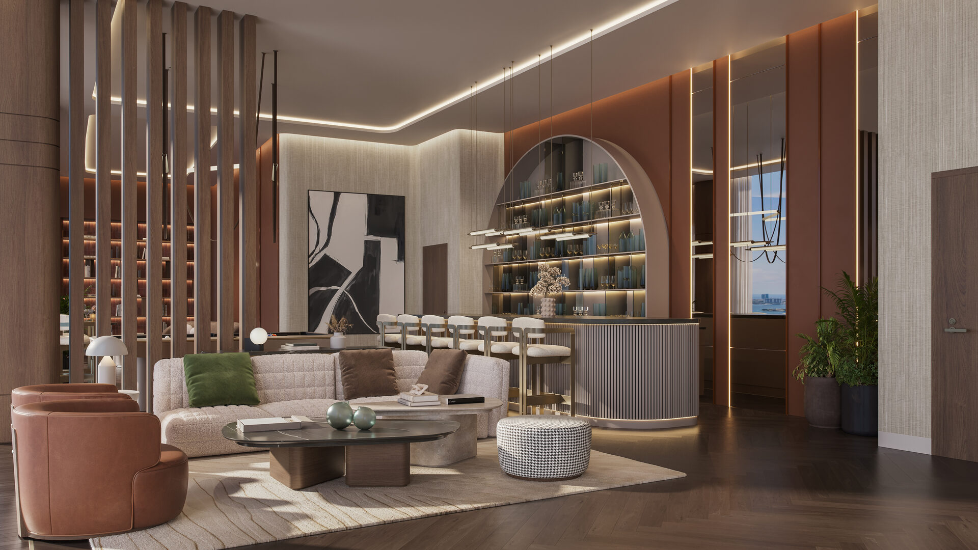 Sky lounge with bay views